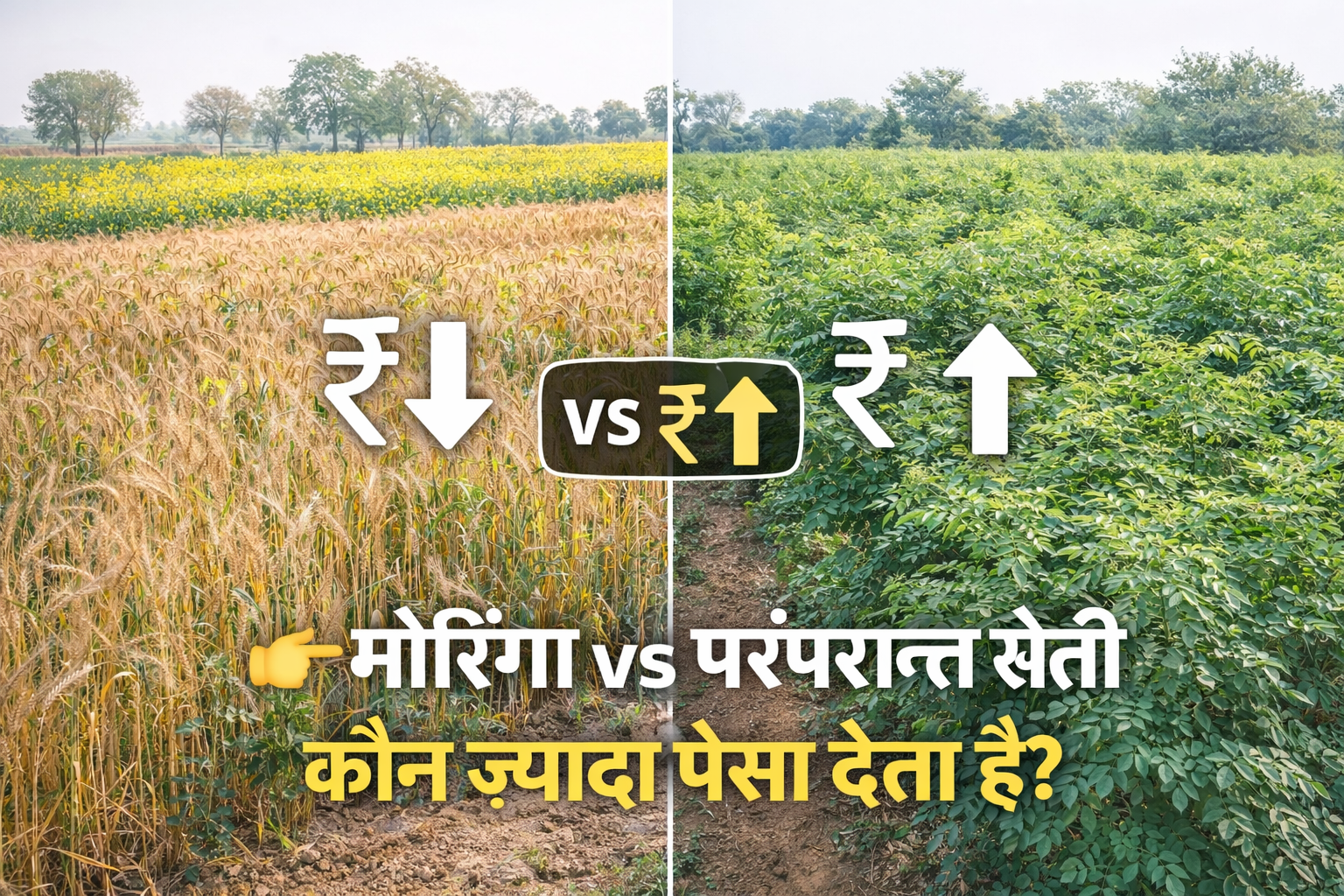 मोरिंगा बनाम गेहूं/सरसों/चना: 1 एकड़ में कौन देता है ज़्यादा मुनाफा? (2026 रिपोर्ट)
